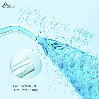 Máy tăm nước cầm tay Maxcare UltraSonic Max456P Phun xoay 360 độ, Nhỏ gọn, Chống nước IPX7, Dung tích 160ml