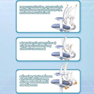 Ghế học sinh chống gù đa năng Tundo nâng hạ chiều cao tay gạt CT GO03 tựa lưng dịch chuyển linh hoạt