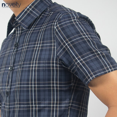 Áo sơ mi nam ngắn tay Novelty Regular fit Caro lớn NSMMCLMTCR230438N
