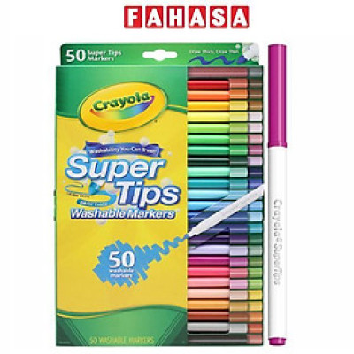 Hộp 50 Bút Lông Màu Super Tips - Dễ Tẩy Rửa - Crayola 585050