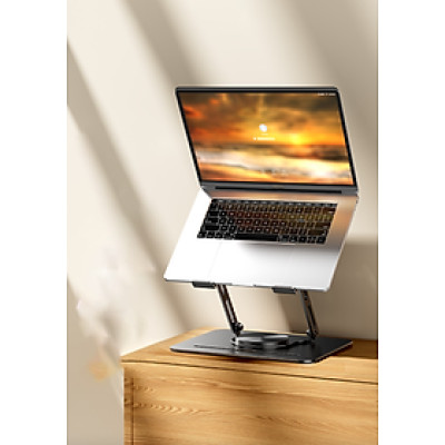 Kệ đỡ giá đỡ đế tản nhiệt dành cho laptop, macbook, máy tính hợp kim nhôm gấp gọn xoay 360 độ nhiều nấc độ cao - K2 - Hàng chính hãng