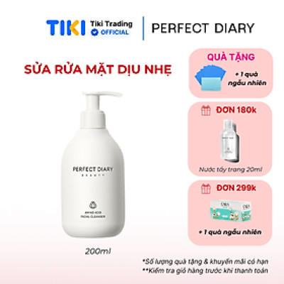 Sữa rửa mặt PERFECT DIARY axit amin tạo bọt dịu nhẹ cho da nhạy cảm 200ml