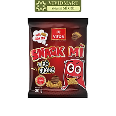 VIFON - Snack mì Vifon hương vị Bò Nướng (30g/gói) - Snack vị bò nướng gói, Vifon snack mì bò nướng