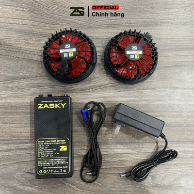 Bộ Phụ Kiện Áo Điều Hòa ZASKY Nhật Bản Cao Cấp, Dành Cho Người Lao Động Ngoài Trời Nắng Nóng, Quạt 12V Không Chổi Than, PIN 40.000mAh, BH 12 Tháng