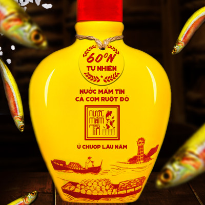 Đặc Sản Phan Thiết - [Combo 02 Bình Gốm 60 Đạm] Nước Mắm Tĩn Cá Cơm Ruột Đỏ Độ Đạm 60N 250Ml Rin Nguyên Chất Không Chất Bảo Quản