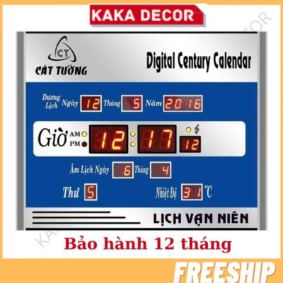 SIÊU ĐỒNG HỒ LED LỊCH VẠN NIÊN TREO TƯỜNG BÁO GIỜ NHIỆT ĐỘ NGÀY THÁNG NĂM THỨ ĐA NĂNG 