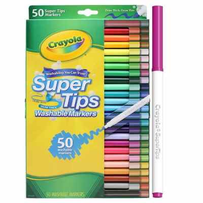 Hộp 50 Bút Lông Màu Super Tips - Dễ Tẩy Rửa - Crayola 585050