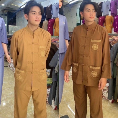 ĐỒ LAM ĐI CHÙA  Lãnh Tụ Thêu Túi Tay Dài