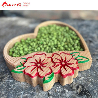 Khay gỗ trái tim khắc hoa Anzzar, khay gỗ trang trí, đựng bánh kẹo, quà tặng decor, khay gỗ đựng mứt, bánh kẹo-01