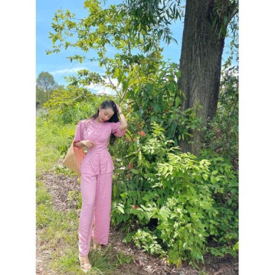 ĐỒ LAM ĐI CHÙA Bà Ba Lụa Họa Tiết BB Cao Cấp Trang Nhã 2021 Dành Cho Phật Tử AL021