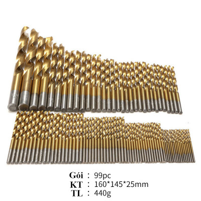 Bộ 99 mũi khoan thép phủ titan ABG cao cấp đường kính 1.5 – 10mm dùng được tất cả mẫu máy khoan cầm tay thông dụng