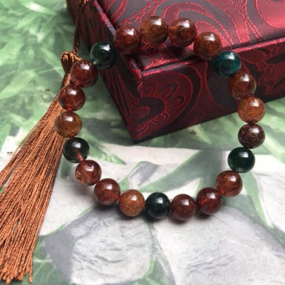 VÒNG THẠCH ANH TÓC TAM TÀI LOẠI BÓNG ĐẸP  SIZE VÒNG 9LY MANG MAY MẮN TÀI LỘC CHO GIA CHỦ 100% ĐÁ THIÊN NHIÊN