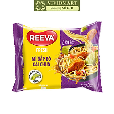 UNIBEN - Mì Reeva Fresh hương vị Bắp bò cải chua (cói gói cải chua thật), Mì bắp bò dưa chua Reeva (85g/gói)