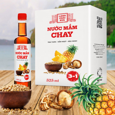 Đặc Sản Phan Thiết - Thùng 6 Chai Nước Mắm Chay 3 Trong 1 Làng Chài Xưa 525Ml Trái Thơm Nấm Ngọt Đậu Nành 300 Năm Truyền Thống