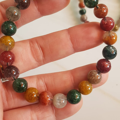 Vòng tay phong thuỷ may mắn đá Thạch anh Ưu linh đa sắc Size hạt 8mm đá Ưu linh đẹp sang trọng của đá thạch anh tự nhiên đa sắc giúp xua tan mệt mỏi, đem đến năng lượng tích cực may mắn tài lộc cho gia chủ ,tăng sự quyến rũ sang trọng cho phái đẹp ạ