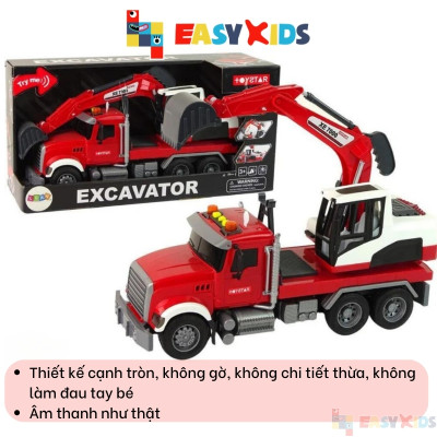 Máy Xúc Đồ Chơi Cỡ Lớn, Xe Công Trình Ô Tô Máy Xúc Cho Bé Có Đèn Nhạc
