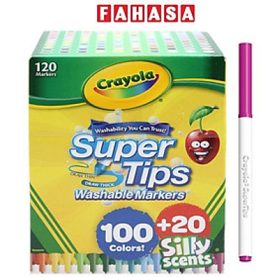 Hộp 120 Bút Lông Màu Super Tips - Dễ Tẩy Rửa - Crayola 585120
