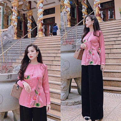 Đồ Lam Đi Chùa #Thêu Hoa Lụa Pháp Cao Cấp # Quần Áo Nữ # Đồ Bộ Nữ