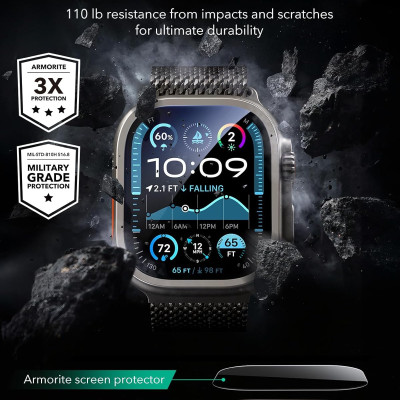 Kính Cường Lực Viền Kim Loại cho Apple Watch Ultra 3 49mm ESR Armorite Screen Protector – Hàng Chính Hãng 