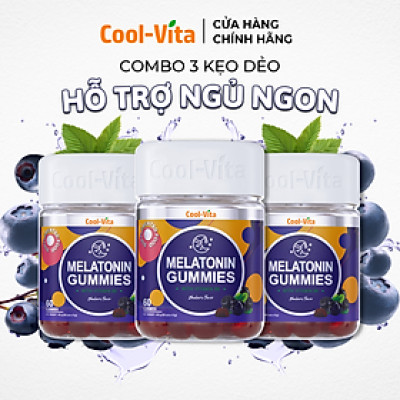 Combo 3 Hộp Kẹo Dẻo Melatonin Hỗ Trợ Giấc Ngủ Ngon Sleep Well Gummies Hỗ Trợ Giảm Căng Thẳng Kết Hợp Vitamin B6 Coolvita