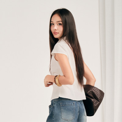 Áo sơ mi trắng ngắn tay cổ bẻ công sở nữ Yuai Miều Est.2013