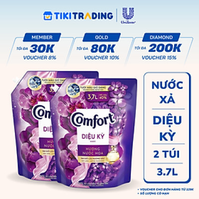 Combo 2 Nước Xả Vải Comfort Thơm Mát Gấp 10 Lần/Hương Nước Hoa Diệu Kỳ 100 Giờ Lưu Hương Túi 3.7L