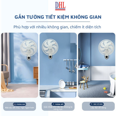 Quạt treo tường FTT-60AEC-D39W có remote, công suất 60W, hẹn giờ thông minh lên đến 12 tiếng - hàng chính hãng Bảo hành 2 năm