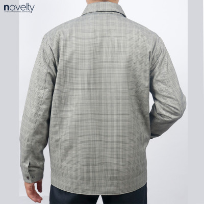 Áo Jacket nam 2 lớp cổ bẻ Novelty Casual caro nhỏ màu xám NJKMCNMT3B2305682