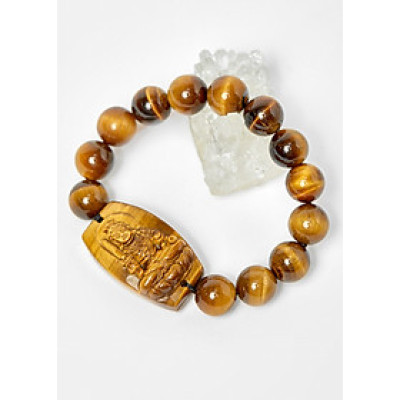 Vòng phật bản mệnh tuổi dậu bất động minh vương thạch anh mắt hổ hạt 12mm mệnh thổ, kim - Ngọc Quý Gemstones