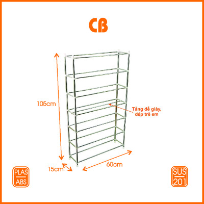 [CHÍNH HÃNG] Kệ Inox để giày dép Prota Siêu bền 7 Tầng CB– Bảo hành 6 tháng – Cam kết 1 đổi 1