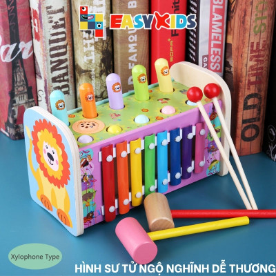 Đồ Chơi Đập Chuột Cho Bé Có Đàn Gõ Nhạc Hình Sư Tử, Đồ Chơi Giáo Dục Đa Năng Montessori