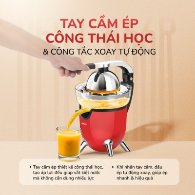[SP MỚI] Máy vắt cam UNIE UECJ-666 công suất 100W, dung tích bình chứa 500ml, lưới lọc inox 304, Hàng chính hãng bảo hành 12 tháng