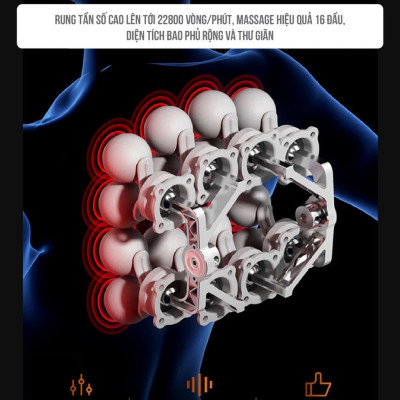 [Tặng củ sạc + cáp sạc] Máy Massage Toàn Thân Cầm Tay 16 Đầu, Máy Mát Xa Đấm Lưng 16 Đầu GDV YX-840 - Hàng Chính Hãng