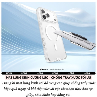 Ốp lưng kính cường lực chống sốc 2m viền TPU Hoda Crystal Pro trong suốt clear cho IPhone 17 Air 17 Pro Max 17 Pro 16 Pro Max 16 Pro - Hàng nhập khẩu
