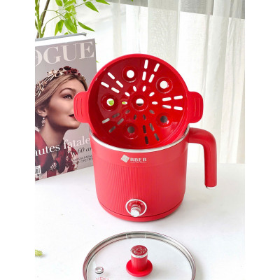 Nồi lẩu mini kèm xưng hấp Arber DN05 màu đỏ Hàng chính hãng