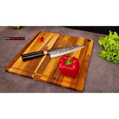 Thớt Gỗ Teak Cao Cấp - Cắt Thái, Trang Trí - 35x35x1,4cm - VRL02 | HTX DAO PHÚC SEN