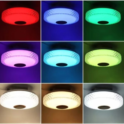 1 CÁI ĐÈN ỐP TRẦN NHIỀU MÀU CÓ LOA NGHE NHẠC KẾT NỐI BLUETOOTH ĐIỀU KHIỂN TỪ XA CỰC ĐẸP 