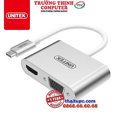 CÁP TYPE-C to HDMI + VGA UNITEK V1126A - HÀNG CHÍNH HÃNG