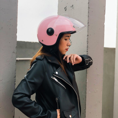 Mũ bảo hiểm 3/4 1 kính SUNDA 228 - Hồng trơn