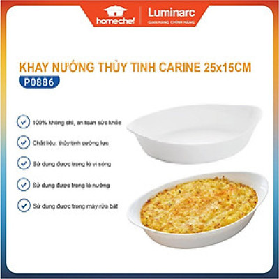 Khay nướng thủy tinh chịu nhiệt Luminarc Carine P0886, size 25x15, dùng lò nướng, lò vi sóng | Hàng chính hãng