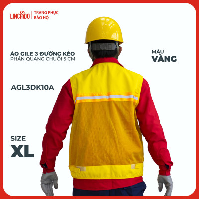 Áo Gile Kỹ Sư, Giám Sát Công Trình, Bảo Hộ Lao Động, 3 Đường Kéo, 6 Túi - Mã AGL3DK10A