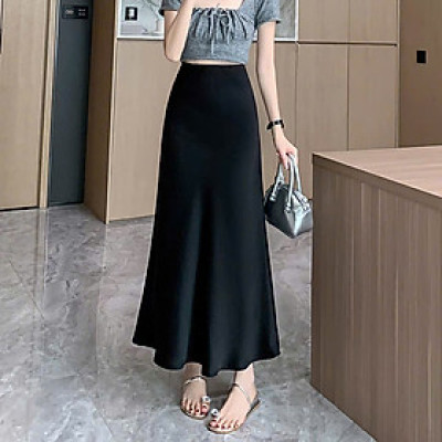 Chân váy lụa dài dáng đuôi cá cạp trễ cao cấp