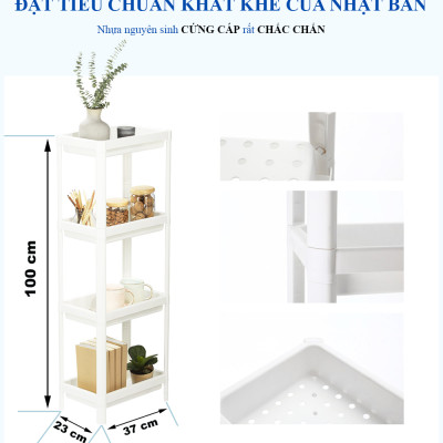 Kệ nhà tắm 5 tầng đa năng cao cấp INOCHI xuất nhật kích thước 37*23*130cm nhựa nguyên sinh cao cấp màu trắng hiện đại