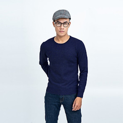 Áo len nam dài tay cổ tròn màu xanh đen NOVELTY 180576T