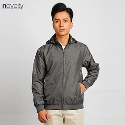 Áo jacket nam in chìm nón rời Novelty xám đậm 2203262