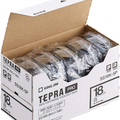 Nhãn in Tepra SS18K (Chữ Đen Nền Trắng, Khổ 18mm) - Hàng chính hãng