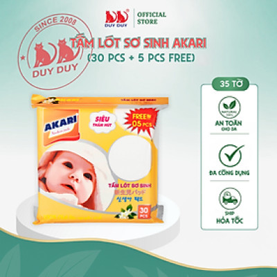Combo  5 Gói Tấm lót sơ sinh Akari bột giấy tự nhiên 35 miếng (22x22cm) khô thoáng mát cho bé