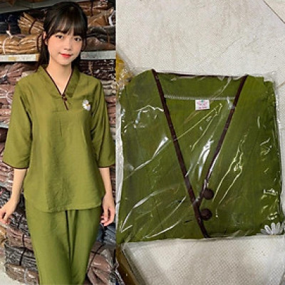 Đồ Lam Đi Chùa # Tim 2Nút Kate Mịn