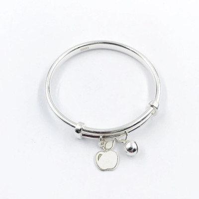 Vòng Tay Lắc Tay Cho Bé Bạc S99 Nguyên Chất Chuông Bóng Mix Quả Táo Xinh LTE520 Điều Chỉnh Size