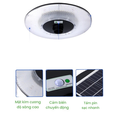 Đèn Năng Lượng Mặt Trời UFO VẠN NĂNG  500W  Ánh Sáng vàng - trắng - trung tính